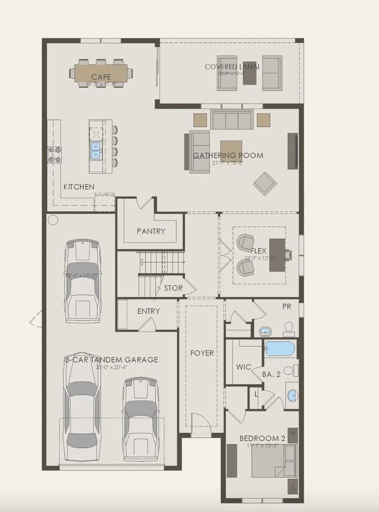 2D floor plan layout of this home in Riverwood, Zephyrhills, FL (Image 2).