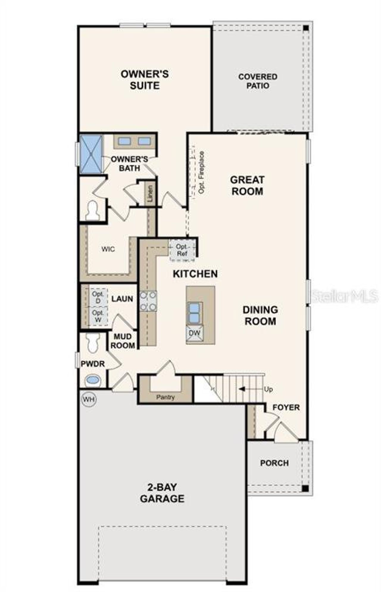 2D floor plan layout of this home in Palm Series at Seminole Palms, Palm Coast, FL (Image 2).
