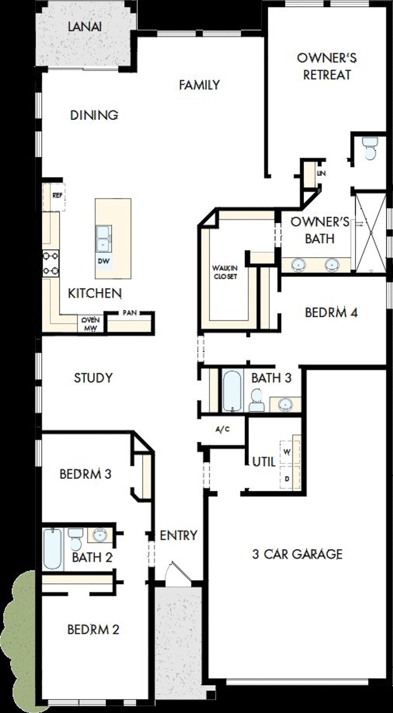 2D floor plan layout of this home in Lakeside at Satilla, St. Cloud, FL (Image 2).