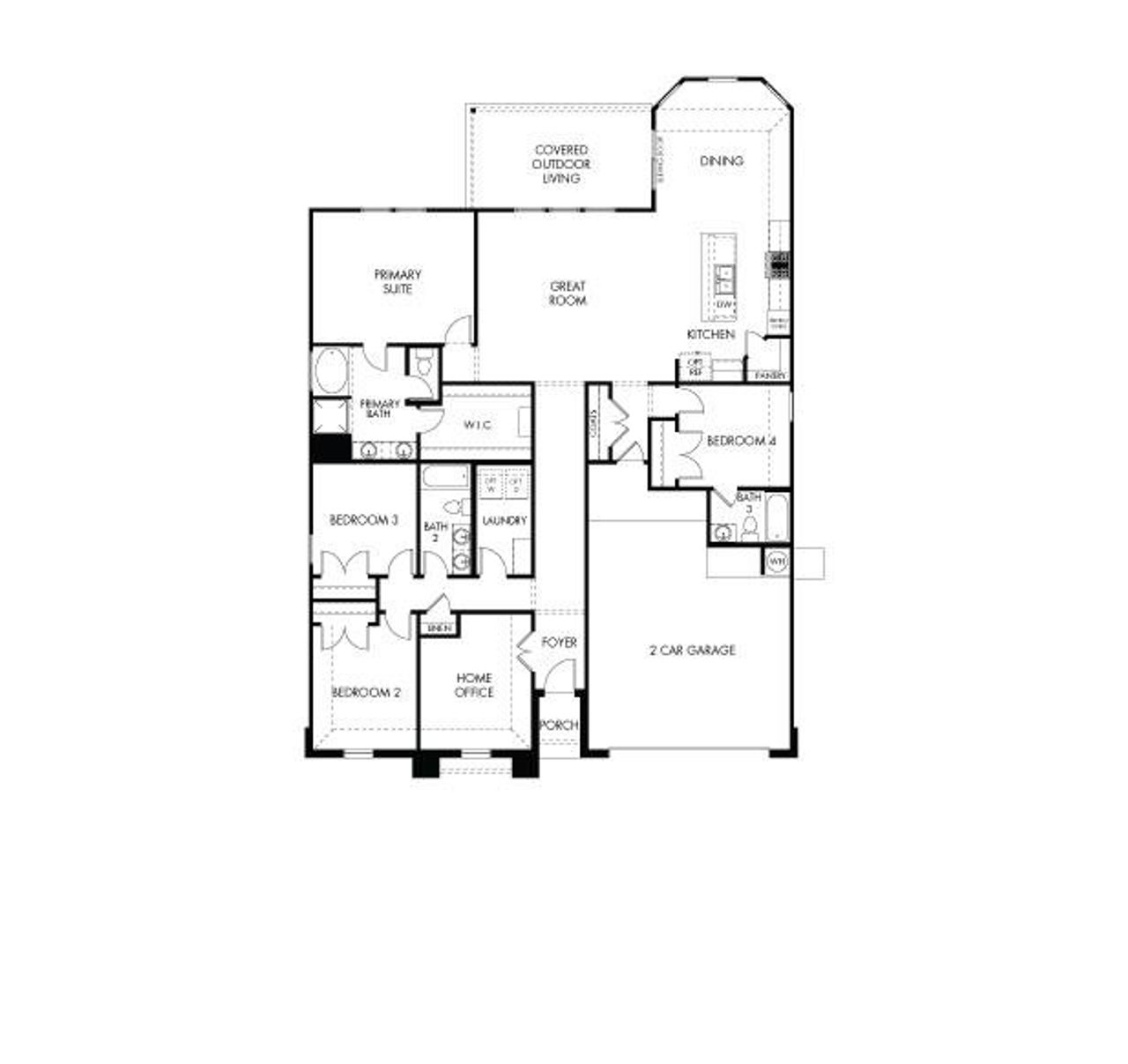 2D floor plan layout of this home in Opal Meadows, Kyle, TX (Image 2).