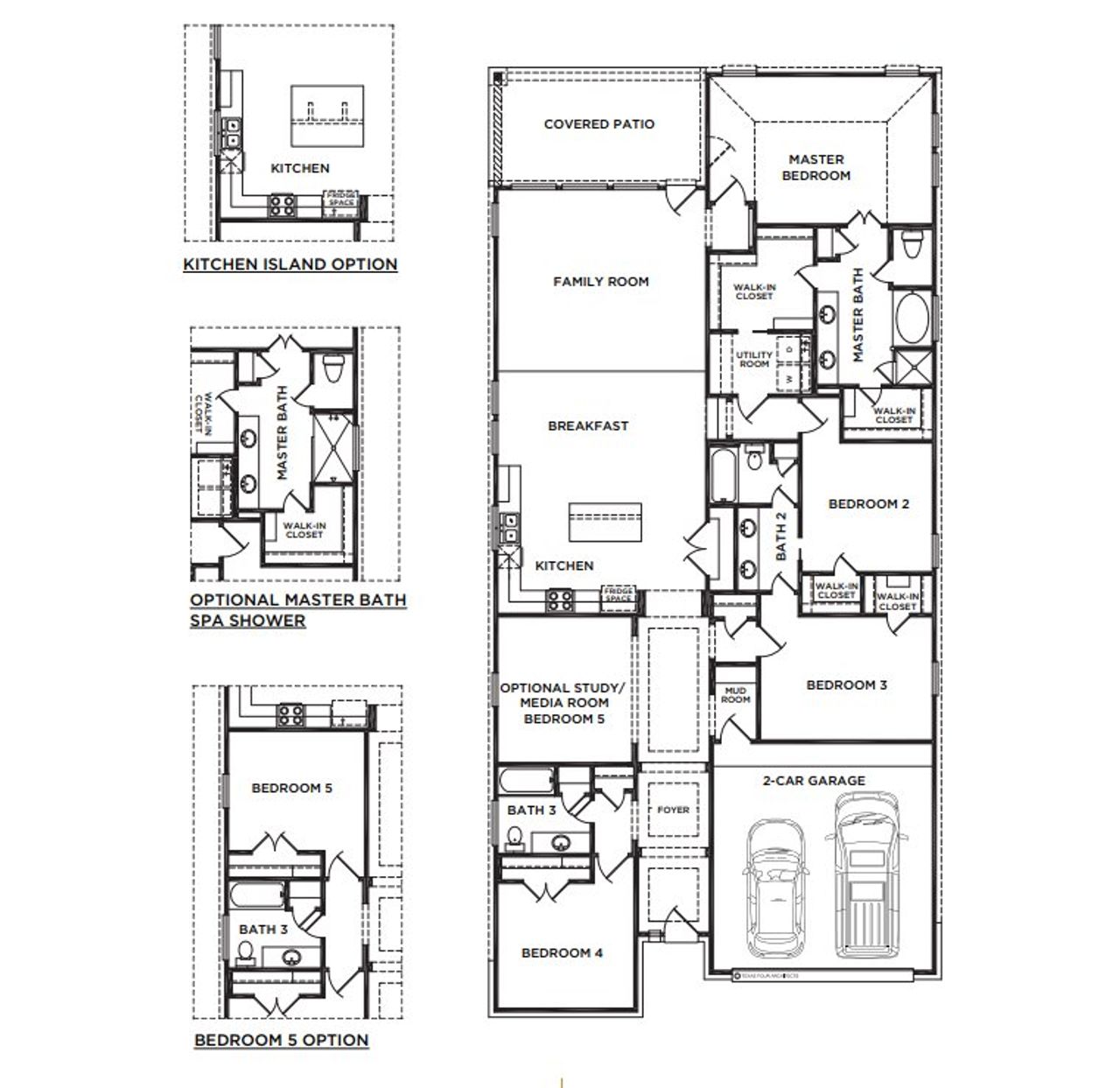 2D floor plan layout for the The Washington by McKinley Homes in Stone Creek Ranch, Hockley, TX (Image 2).