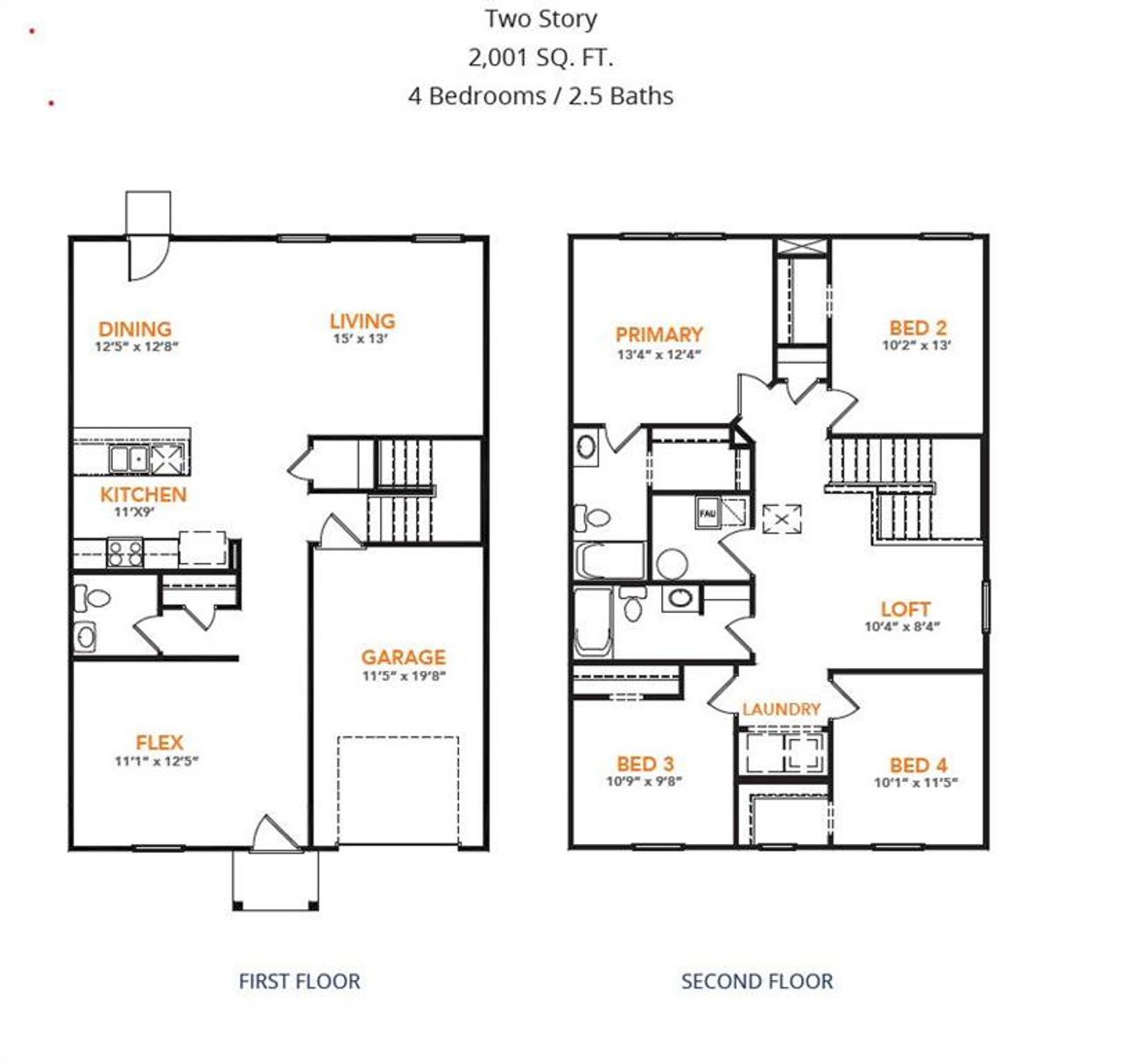 2D floor plan layout of this home in Waterside at Cedar Creek, Abilene, TX (Image 2).