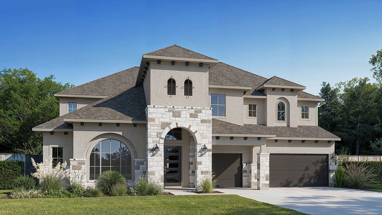 Representative exterior photo of a completed home built from the 656A by Britton Homes in Adkins Park, Hurst, TX (Image 2). Representative exterior photo of a completed home built from the 656A by Britton Homes in Adkins Park, Hurst, TX (Image 2).