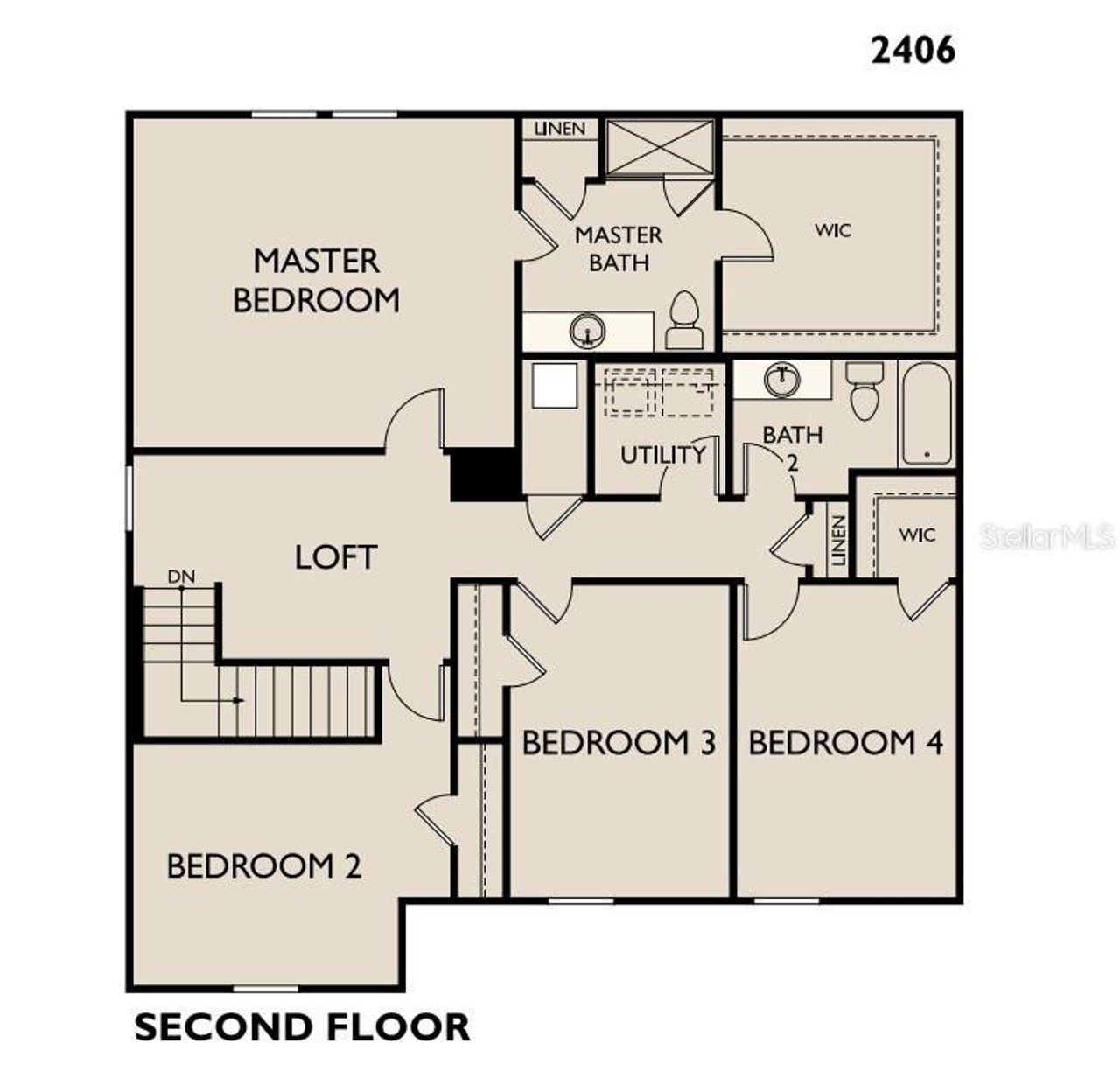 2D floor plan layout of this home in Oakfield Lakes, Parrish, FL (Image 2).