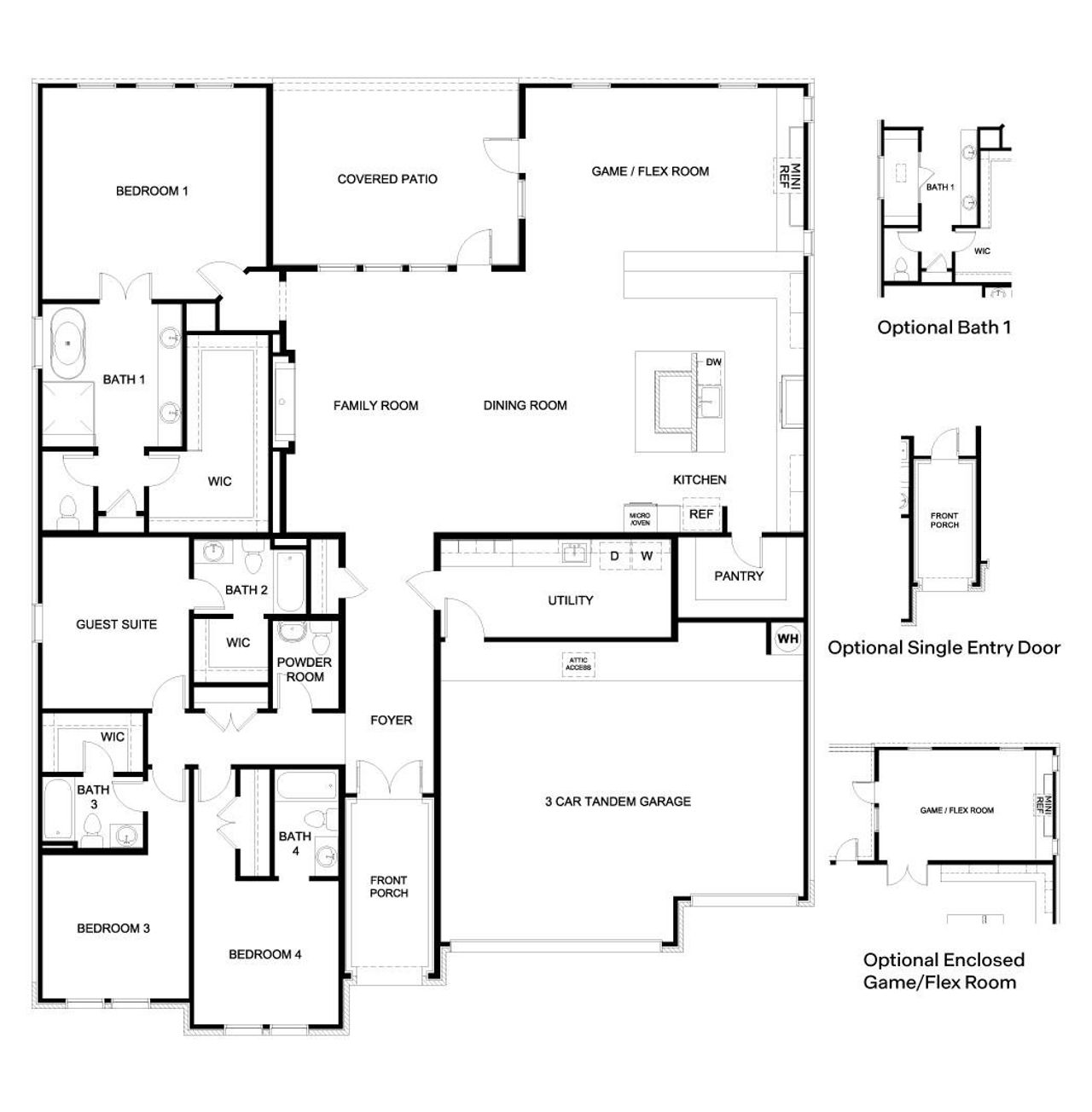 2D floor plan layout of this home in Sola Vista at West Cypress Hills, Spicewood, TX (Image 2).