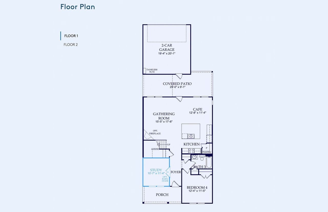 2D floor plan layout of this home in Pinnacle at Legacy Hills, Celina, TX (Image 2).
