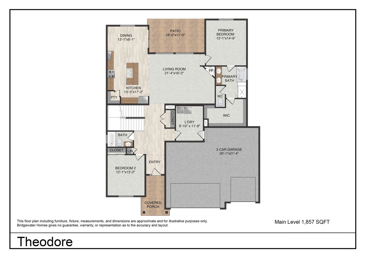 2D floor plan layout for the Theodore by Bridgewater Homes in Prairie Song, Windsor, CO (Image 2). 2D floor plan layout for the Theodore by Bridgewater Homes in Prairie Song, Windsor, CO (Image 2).