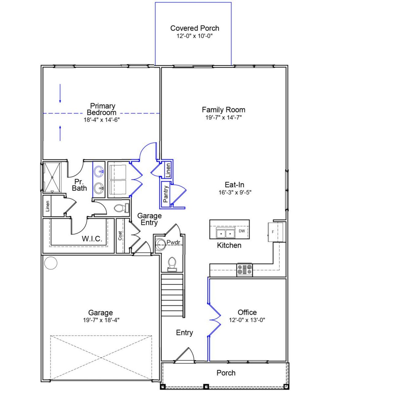 2D floor plan layout of this home in Fairview Falls, Chesnee, SC (Image 2).