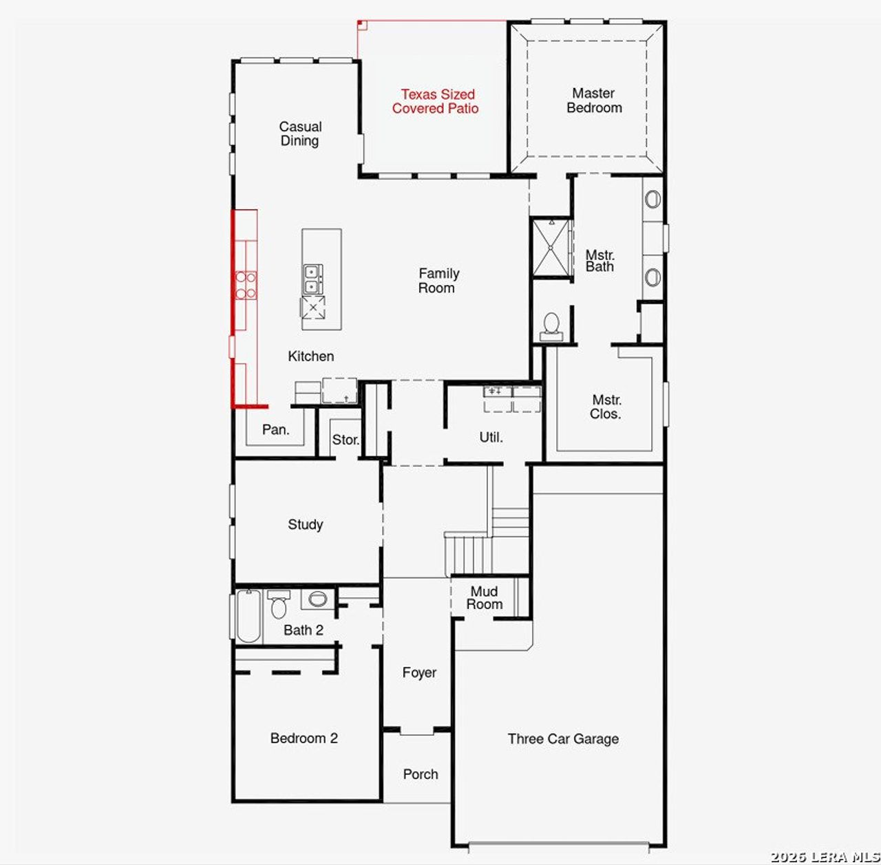 2D floor plan layout of this home in Rhine Valley, Schertz, TX (Image 2).