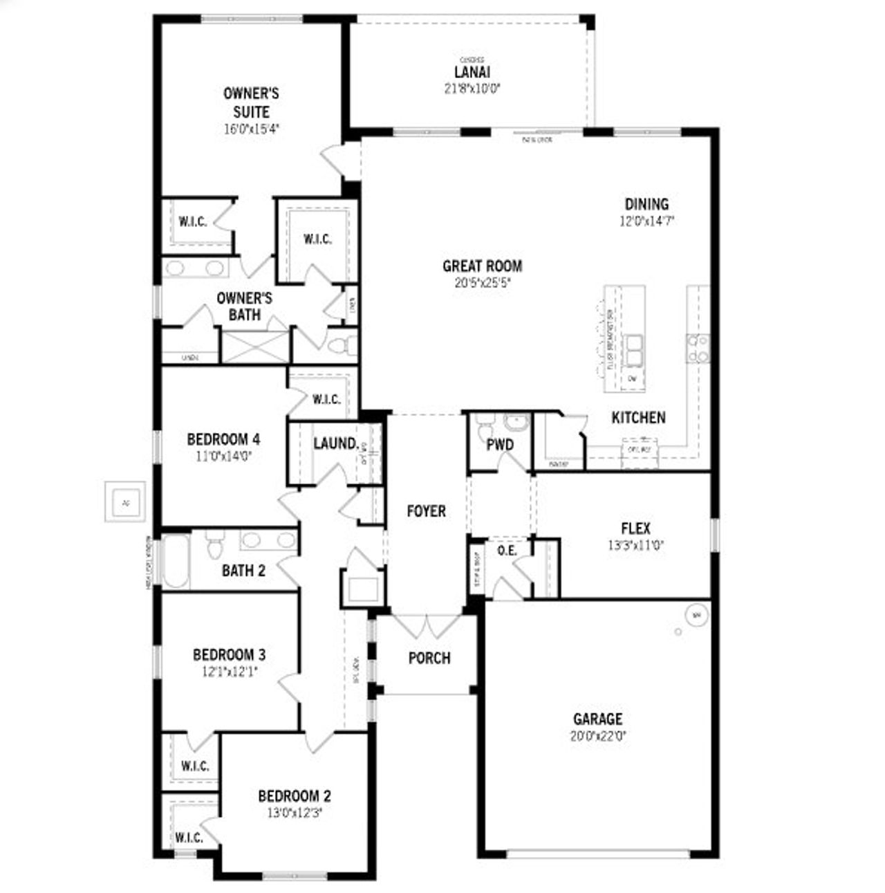 2D floor plan layout of this home in Tradition - Cadence, Port St. Lucie, FL (Image 2).