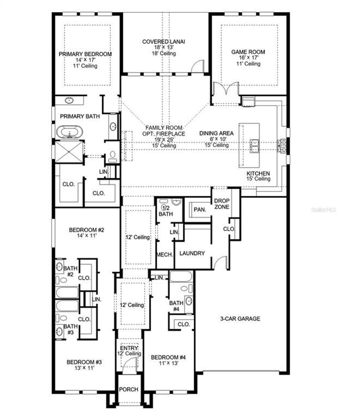 2D floor plan layout of this home in Reserve at Berry Bay, Wimauma, FL (Image 2).