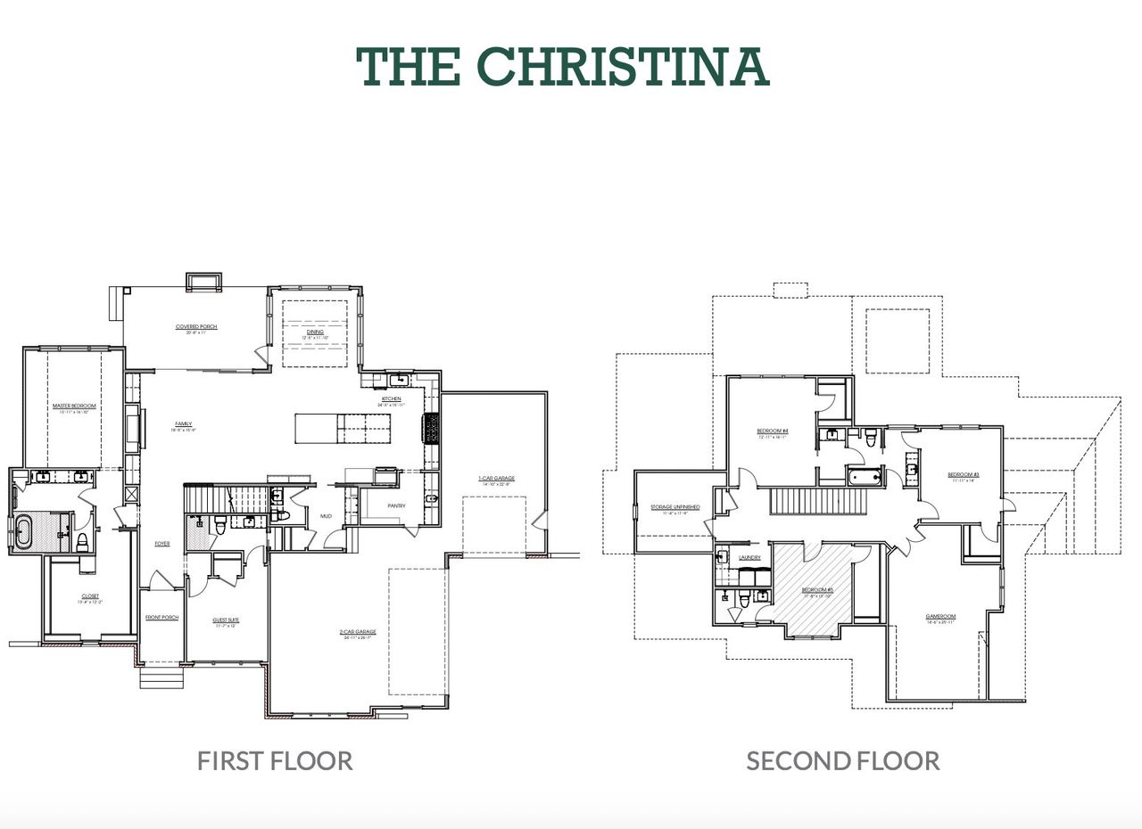 2D floor plan layout for the The Christina by Ken Harvey Homes in Cotton Farms, Fuquay Varina, NC (Image 2).