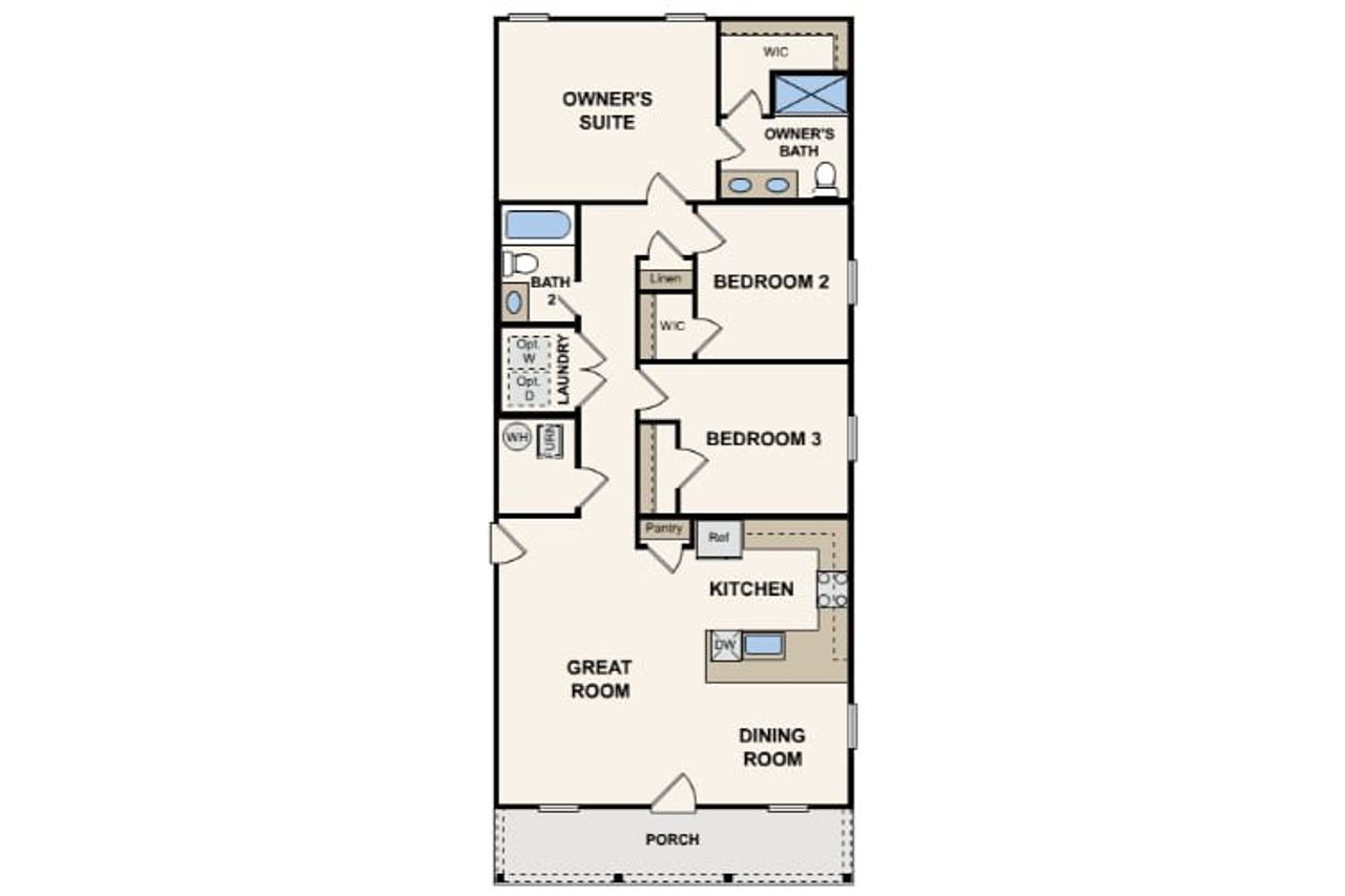 2D floor plan layout for the Magnolia by Century Complete in Mossy Head, Defuniak Springs, FL (Image 2).