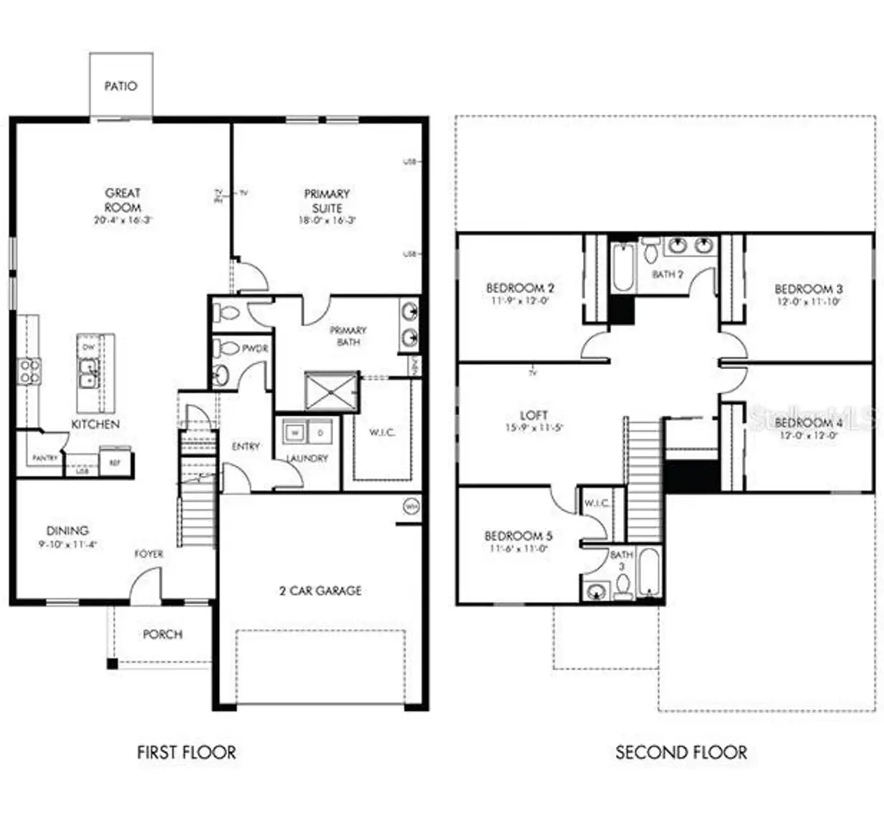 2D floor plan layout of this home in The Reserve at Twin Lakes, St. Cloud, FL (Image 2). 2D floor plan layout of this home in The Reserve at Twin Lakes, St. Cloud, FL (Image 2).