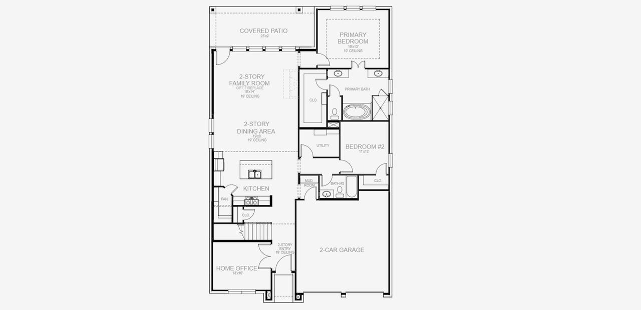 2D floor plan layout of this home in Lariat 50', Liberty Hill, TX (Image 2).