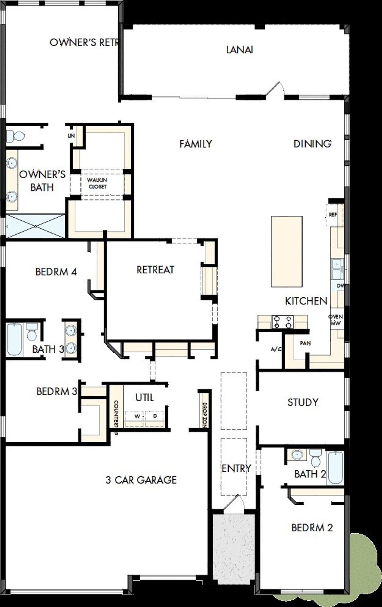 2D floor plan layout of this home in Lakeview Crossing – Classic Series, Sarasota, FL (Image 2). 2D floor plan layout of this home in Lakeview Crossing – Classic Series, Sarasota, FL (Image 2).