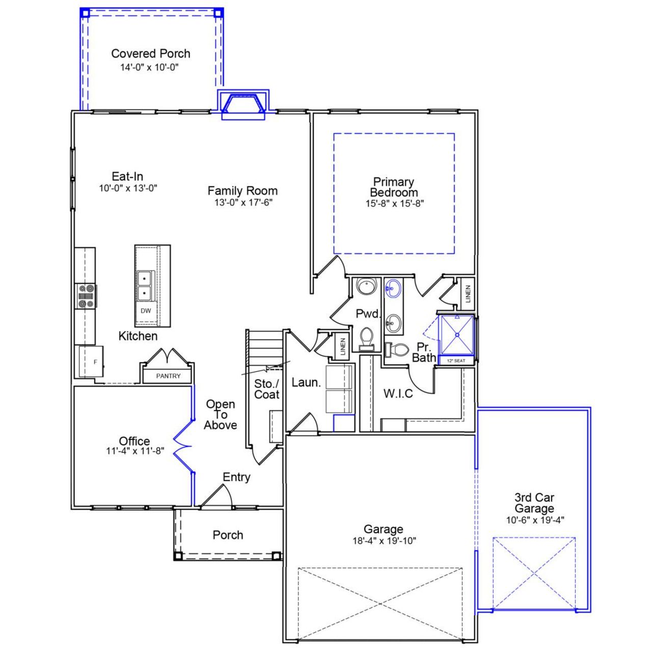 2D floor plan layout of this home in Cornerstone, Anderson, SC (Image 2).