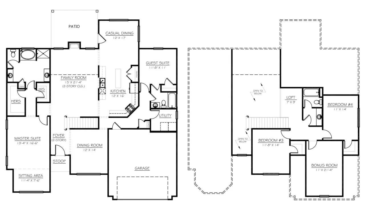 2D floor plan layout for the Southport by D.R. Horton in Reedy Lake, Piedmont, SC (Image 2).