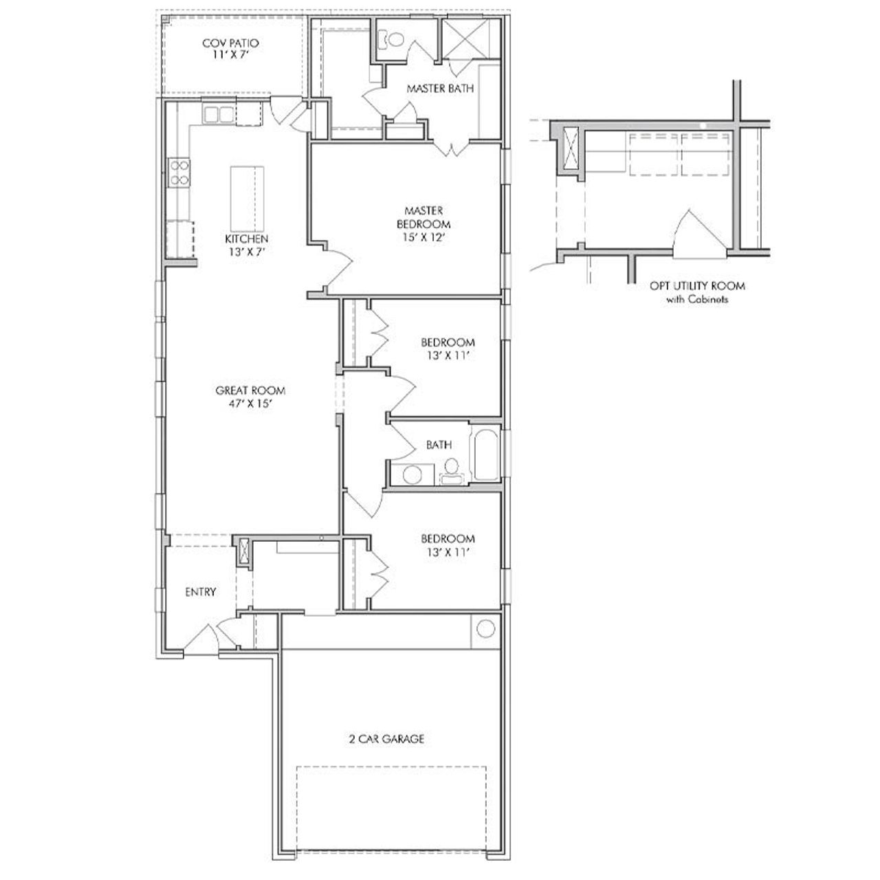 2D floor plan layout for the Darlington by Century Communities in Audubon, Magnolia, TX (Image 2).