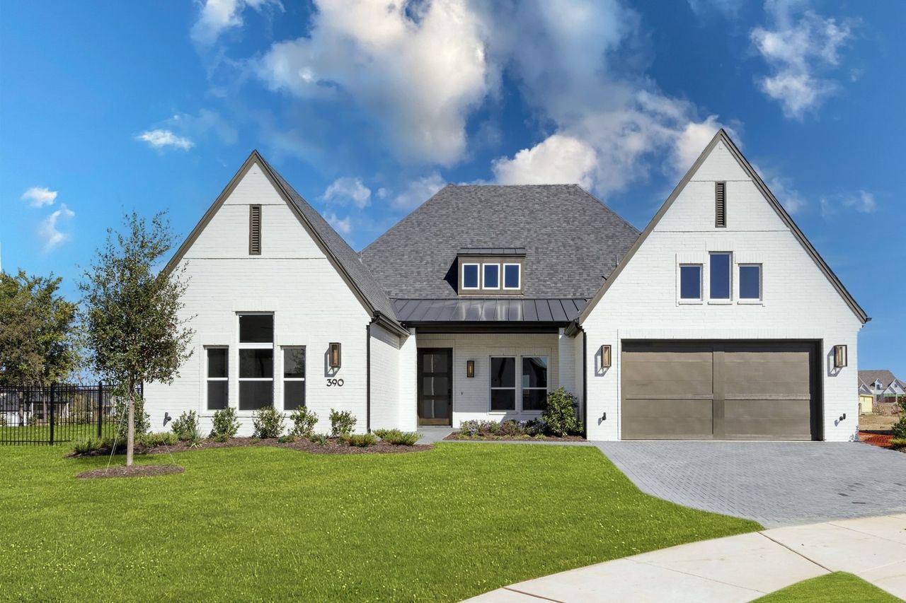 Representative exterior photo of a completed home built from the Plan 5521 by Tradition Homes in Mustang Lakes – 65’, McKinney, TX (Image 2). Representative exterior photo of a completed home built from the Plan 5521 by Tradition Homes in Mustang Lakes – 65’, McKinney, TX (Image 2).