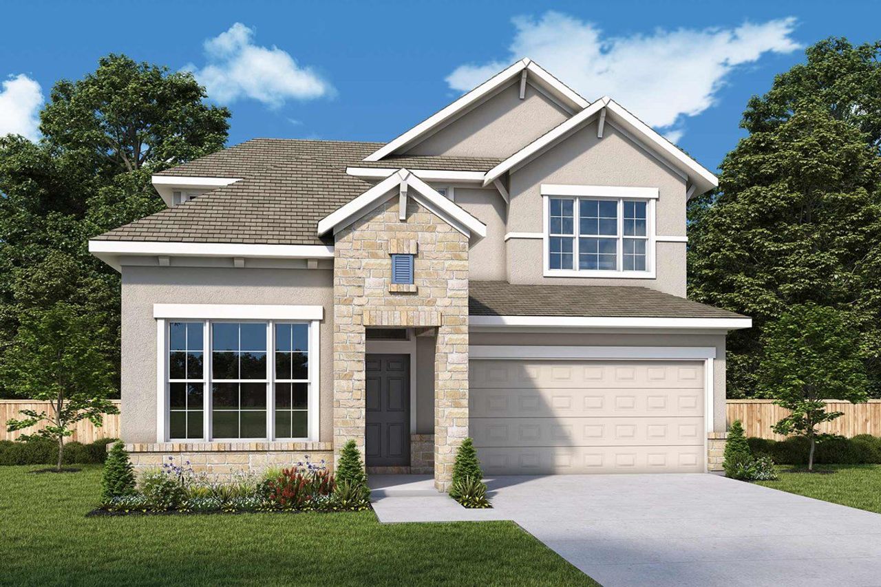 Representative exterior photo of a completed home built from the The Costa by David Weekley Homes in Ladera - High Point 45', San Antonio, TX (Image 2). Representative exterior photo of a completed home built from the The Costa by David Weekley Homes in Ladera - High Point 45', San Antonio, TX (Image 2).