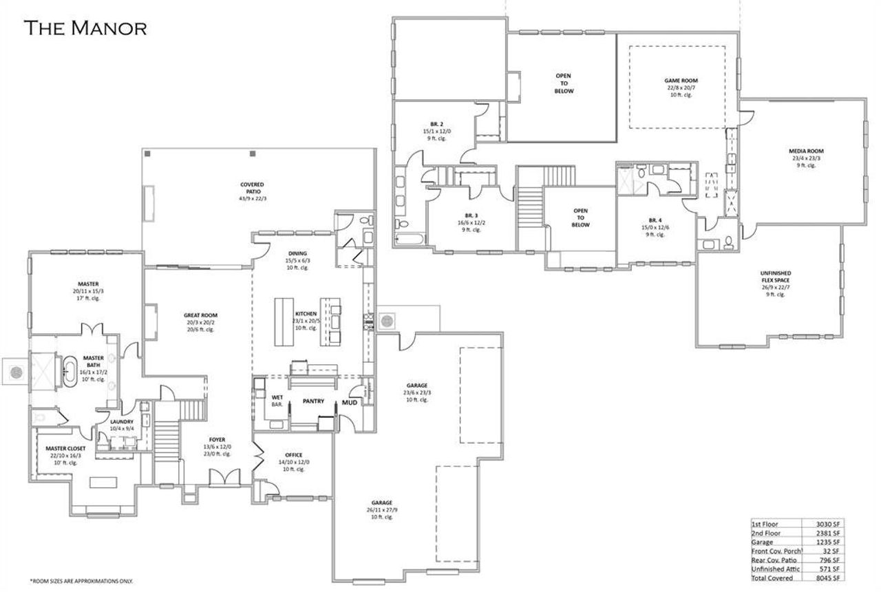 2D floor plan layout of this home in Bear Creek, Nevada, TX (Image 2).