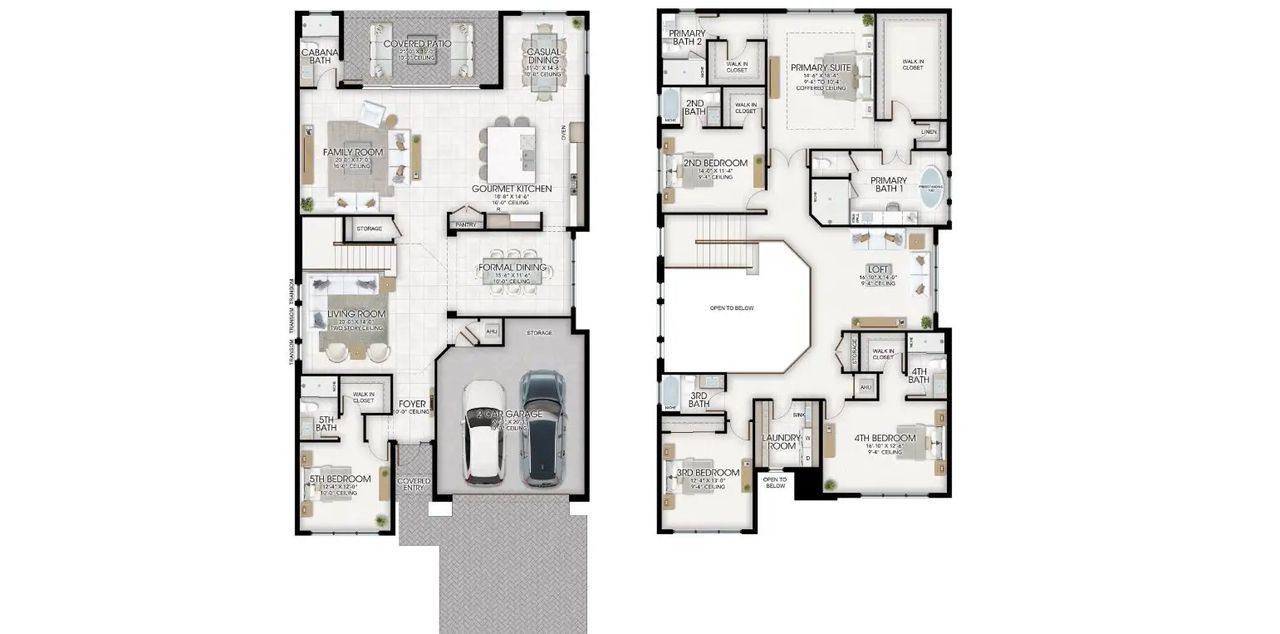 2D floor plan layout of this home in Apex at Avenir, Palm Beach Gardens, FL (Image 2).