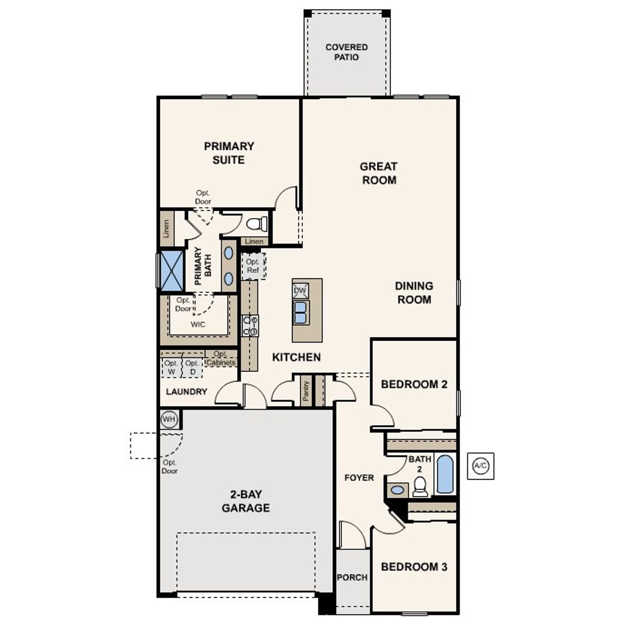 2D floor plan layout of this home in Montaña Vista, Buckeye, AZ (Image 2).