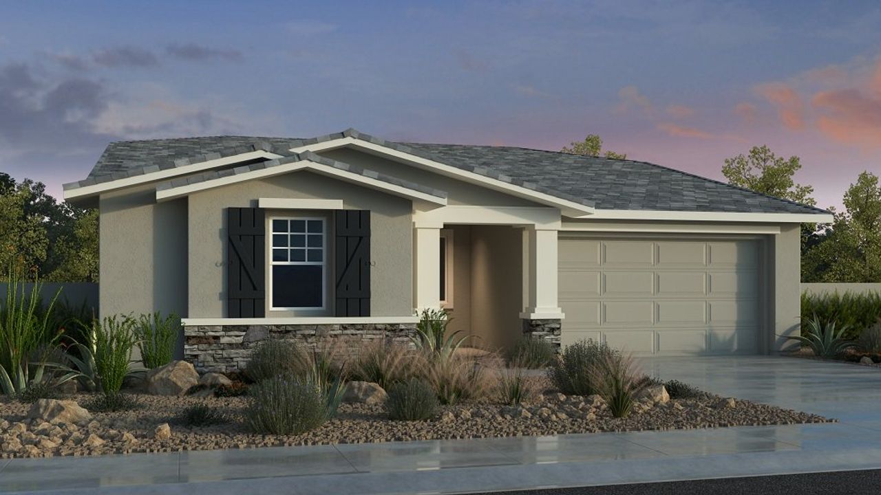 Representative exterior photo of a completed home built from the 45RM3 by Taylor Morrison in Parkside Almeria Collection, Avondale, AZ (Image 2).