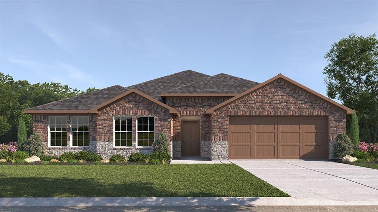 Front exterior of a new home in Northspur, Terrell, TX, highlighting curb appeal (Image 2).