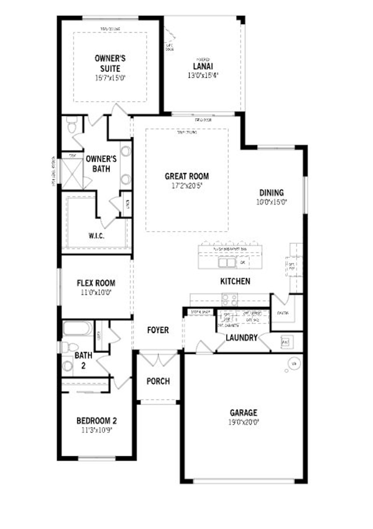 2D floor plan layout for the Sage Elite by Mattamy Homes in Tradition - Telaro, Port St. Lucie, FL (Image 2).