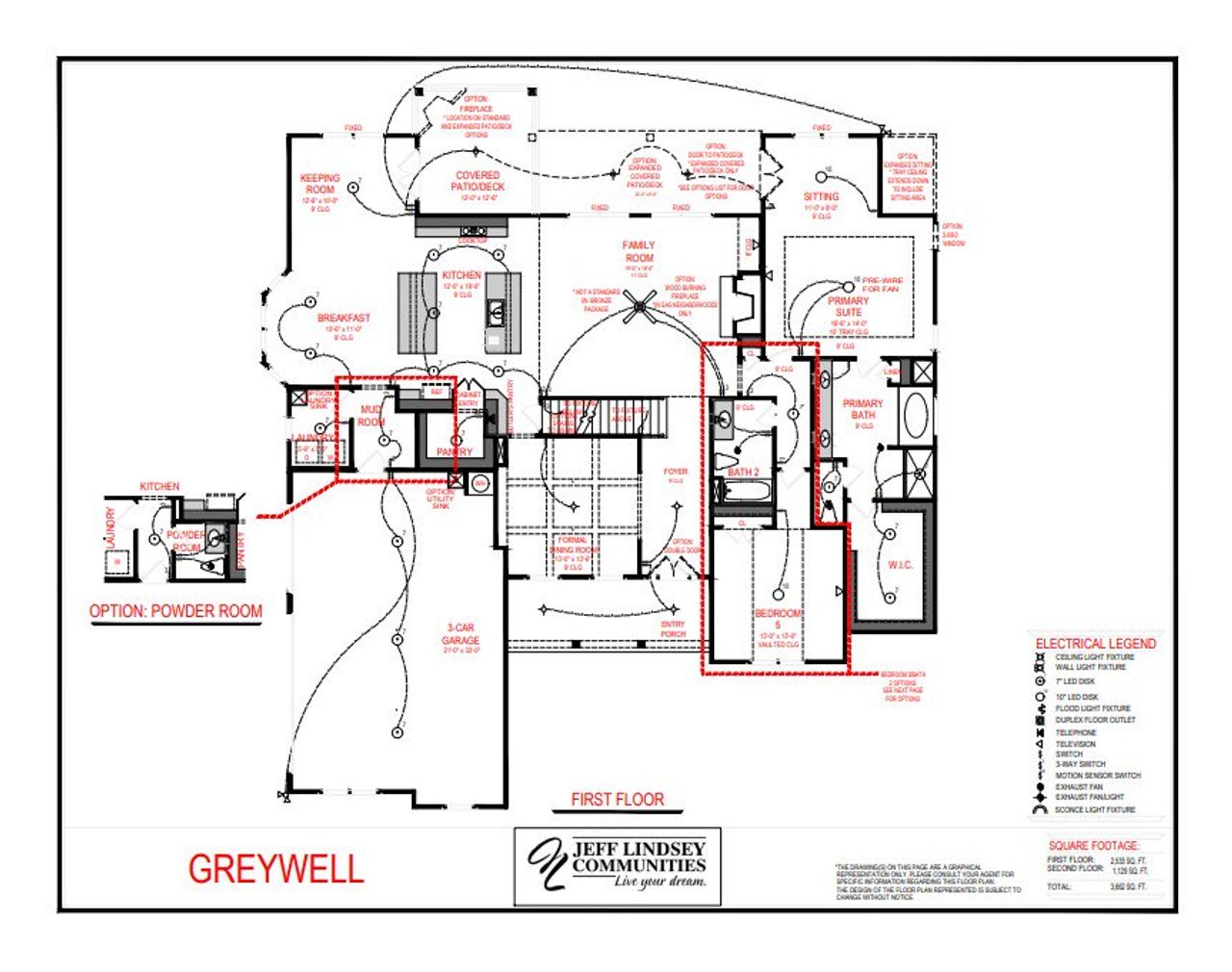 2D floor plan layout for the Greywell A by Jeff Lindsey Communities in Inman Estates, Fayetteville, GA (Image 2).