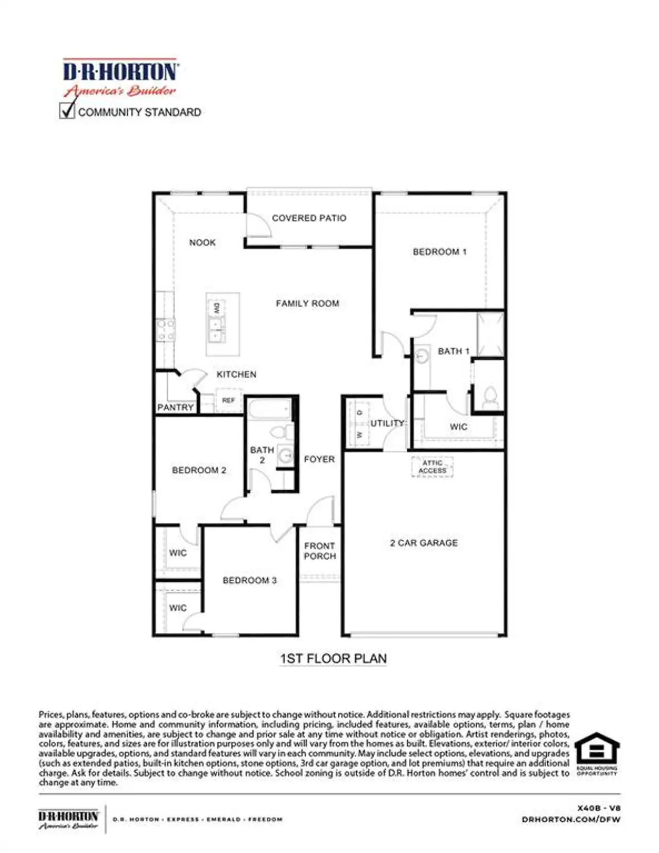 2D floor plan layout of this home in Waverly Estates, Josephine, TX (Image 2).