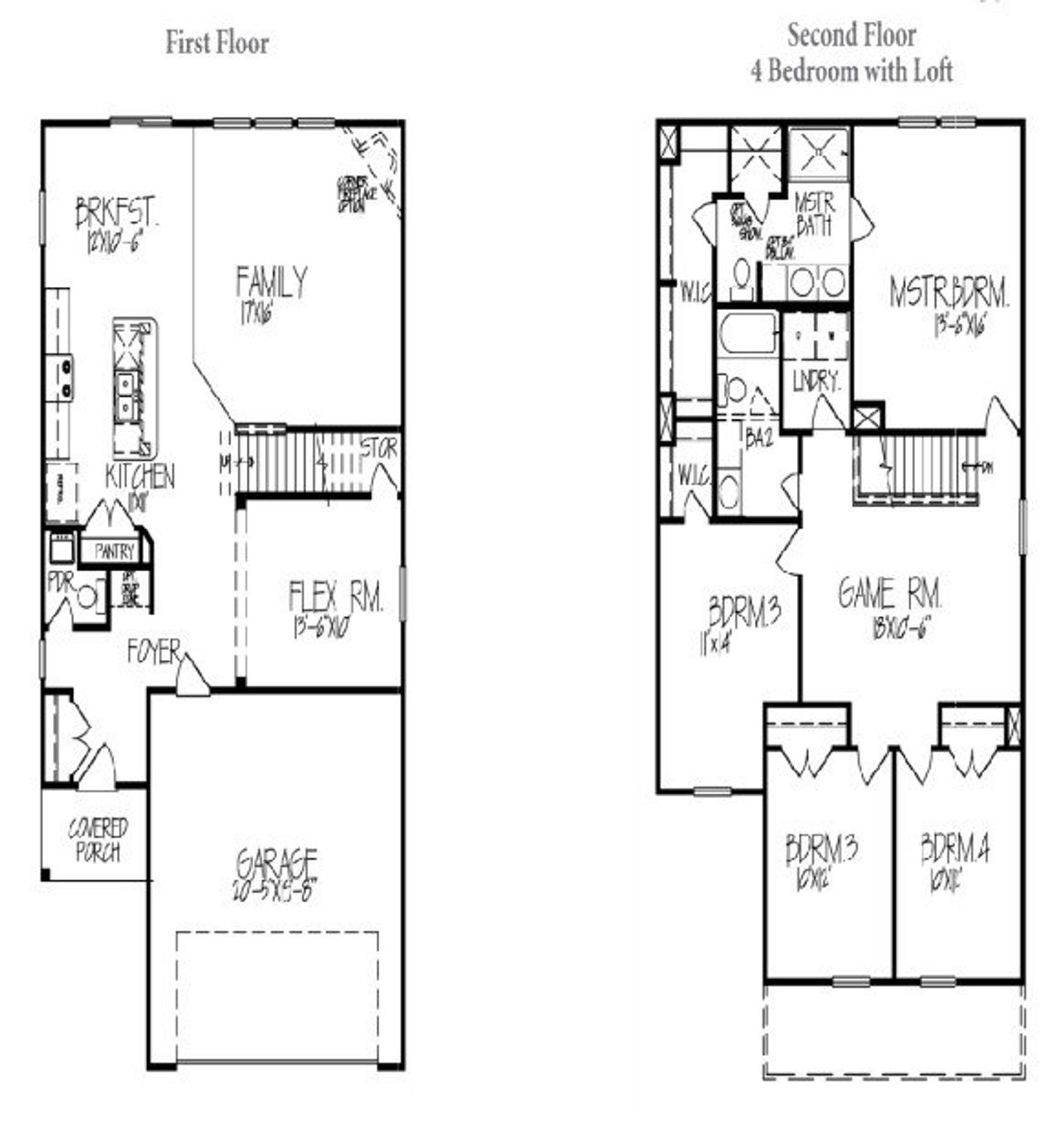 2D floor plan layout for the Magnolia 2174 by Accent Homes Carolinas in Kinghurst Cove, Charlotte, NC (Image 2).