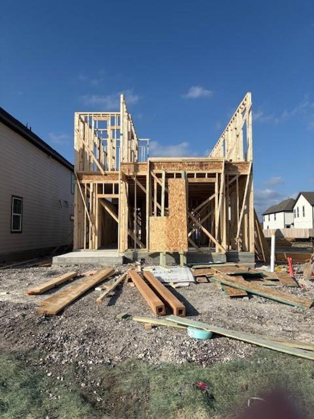 Back of property featuring stairway