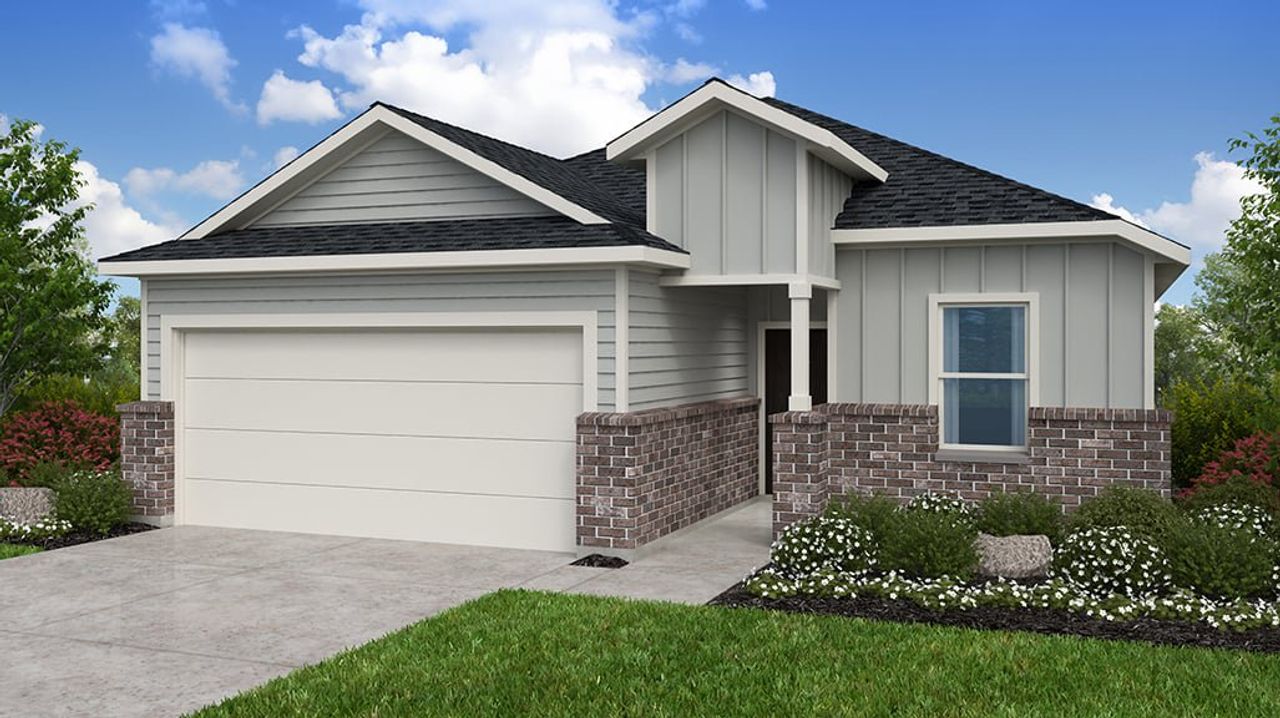 Representative exterior photo of a completed home built from the Dorset by Taylor Morrison in Mason Woods 45s, Cypress, TX (Image 2).