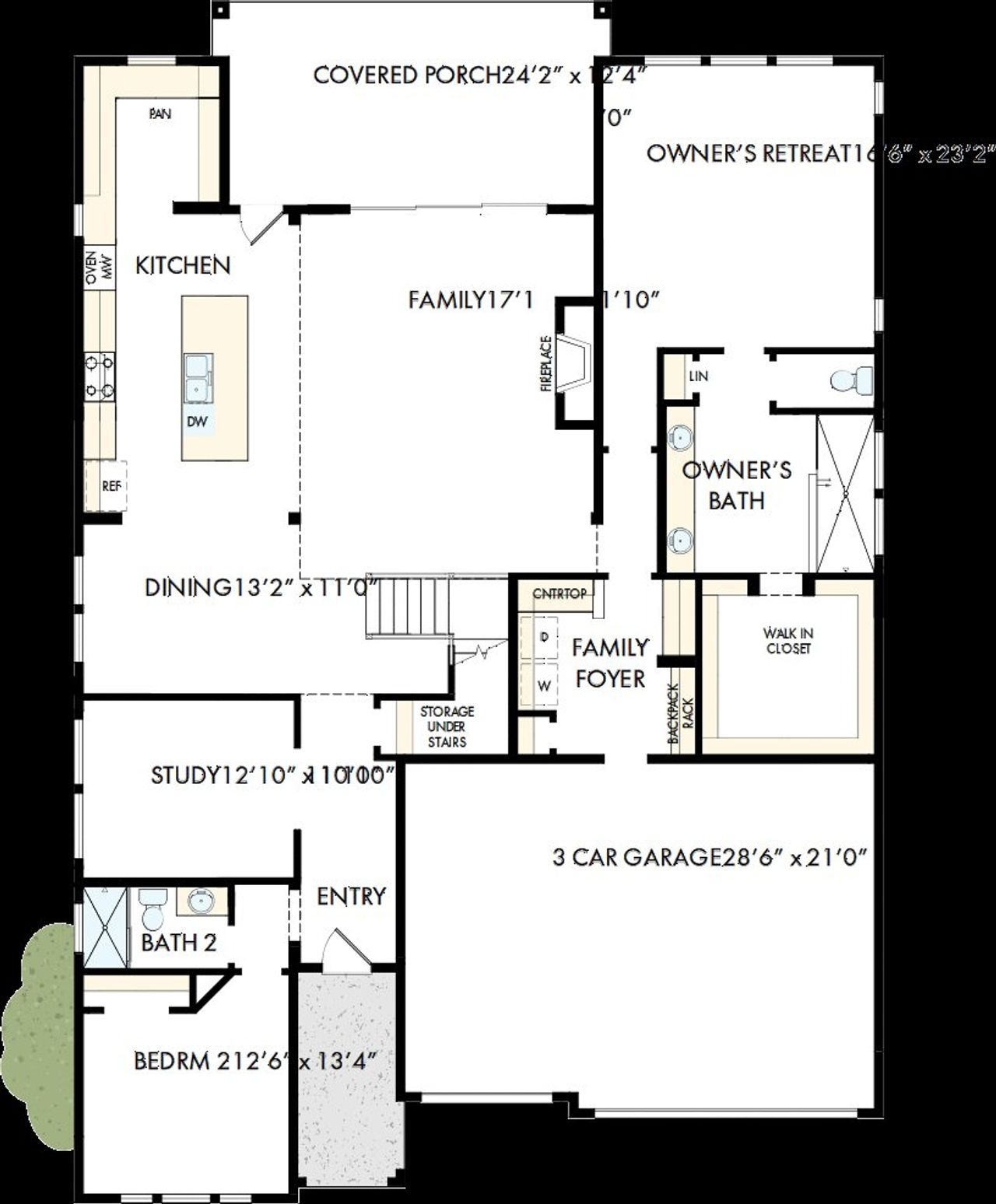 2D floor plan layout of this home in Goodland – Manor Series, Grand Prairie, TX (Image 2). 2D floor plan layout of this home in Goodland – Manor Series, Grand Prairie, TX (Image 2).