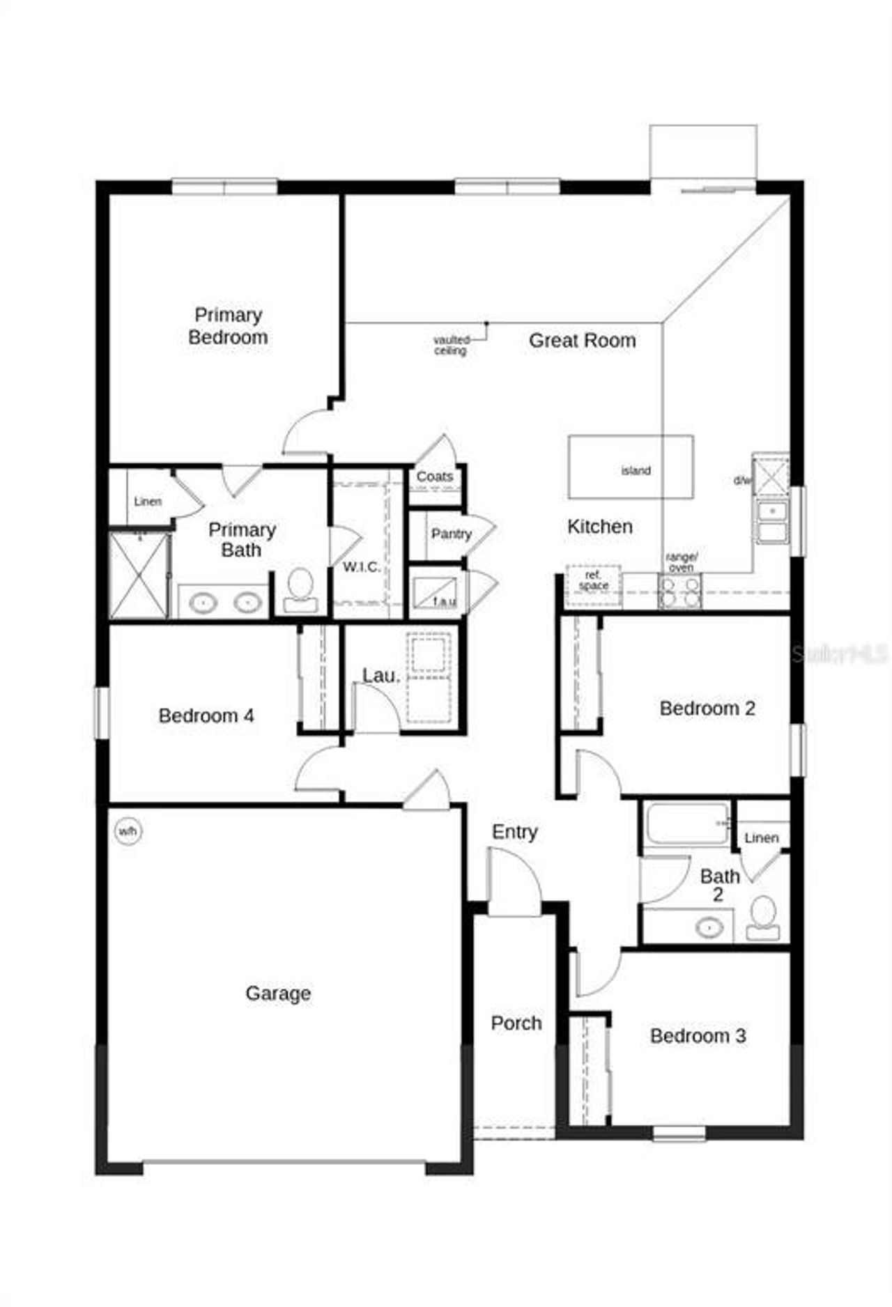 2D floor plan layout of this home in The Preserve at Legends Pointe II, Hudson, FL (Image 2).