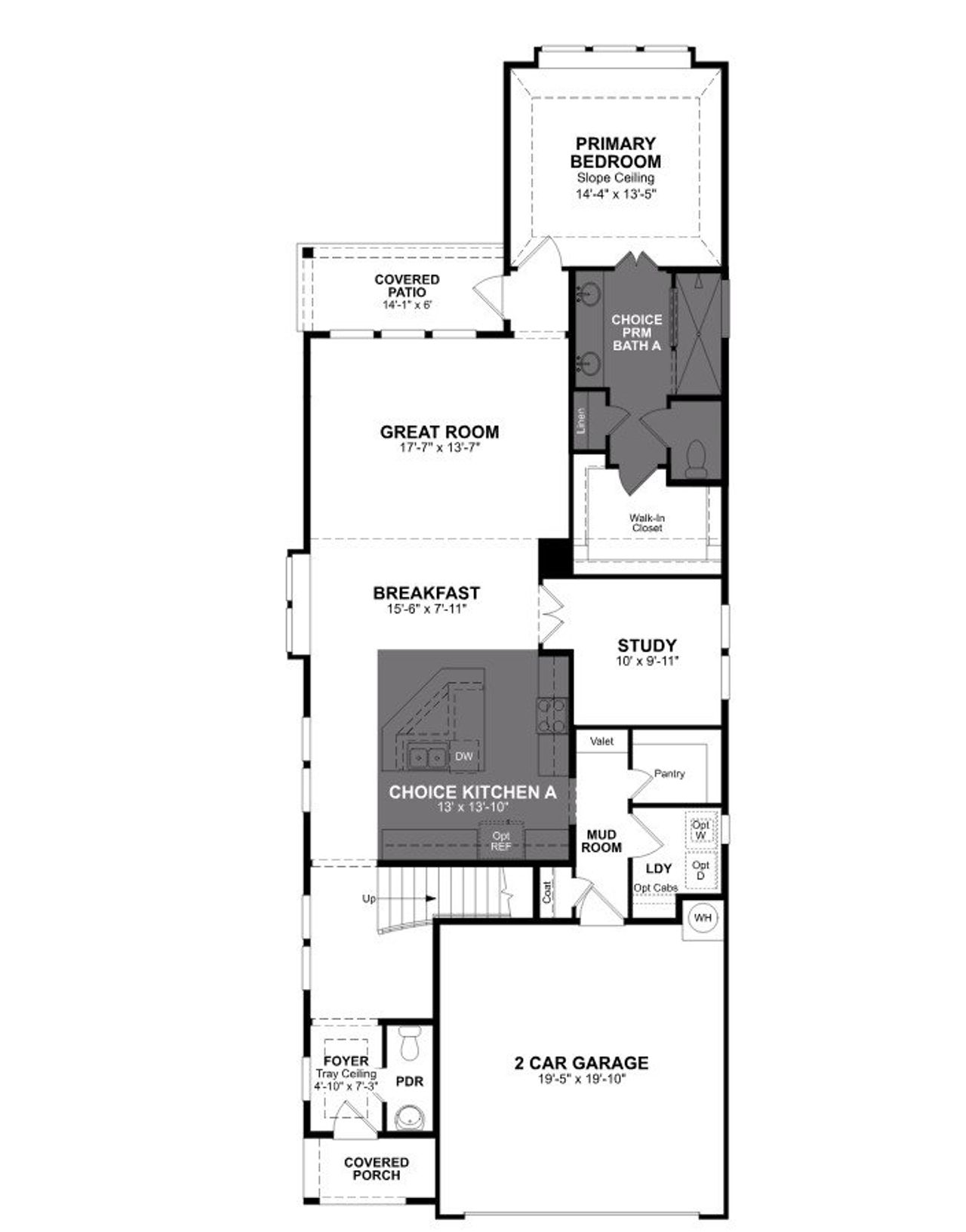 2D floor plan layout for the Sheffield by Beazer Homes in The Highlands, Porter, TX (Image 2).