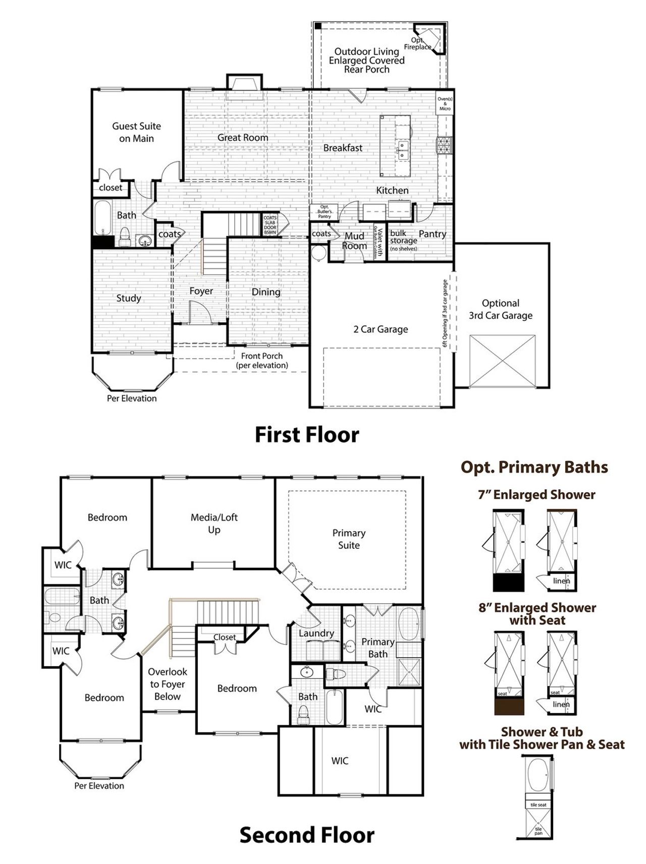 2D floor plan layout for the Chelsea by Premier Residential Builders in Traditions of Braselton, Jefferson, GA (Image 2).