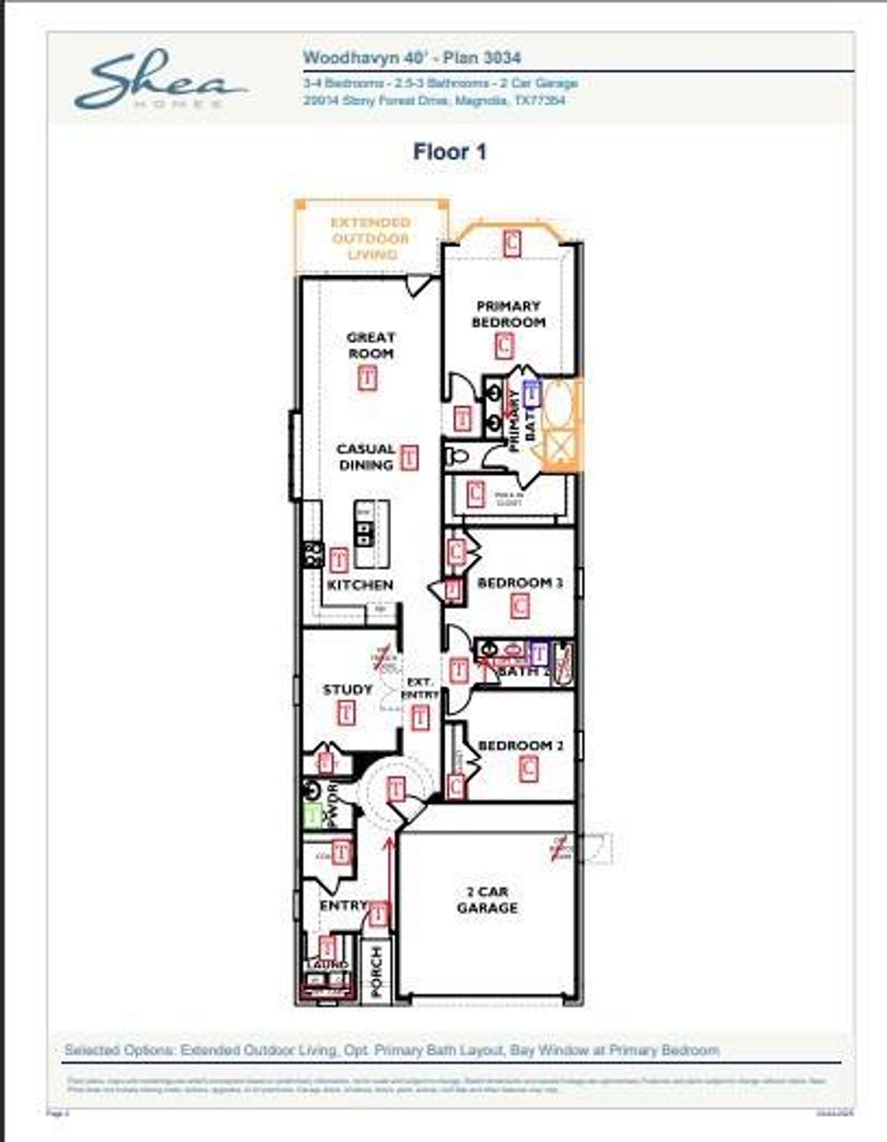2D floor plan layout of this home in Woodhavyn 40', Magnolia, TX (Image 2). 2D floor plan layout of this home in Woodhavyn 40', Magnolia, TX (Image 2).