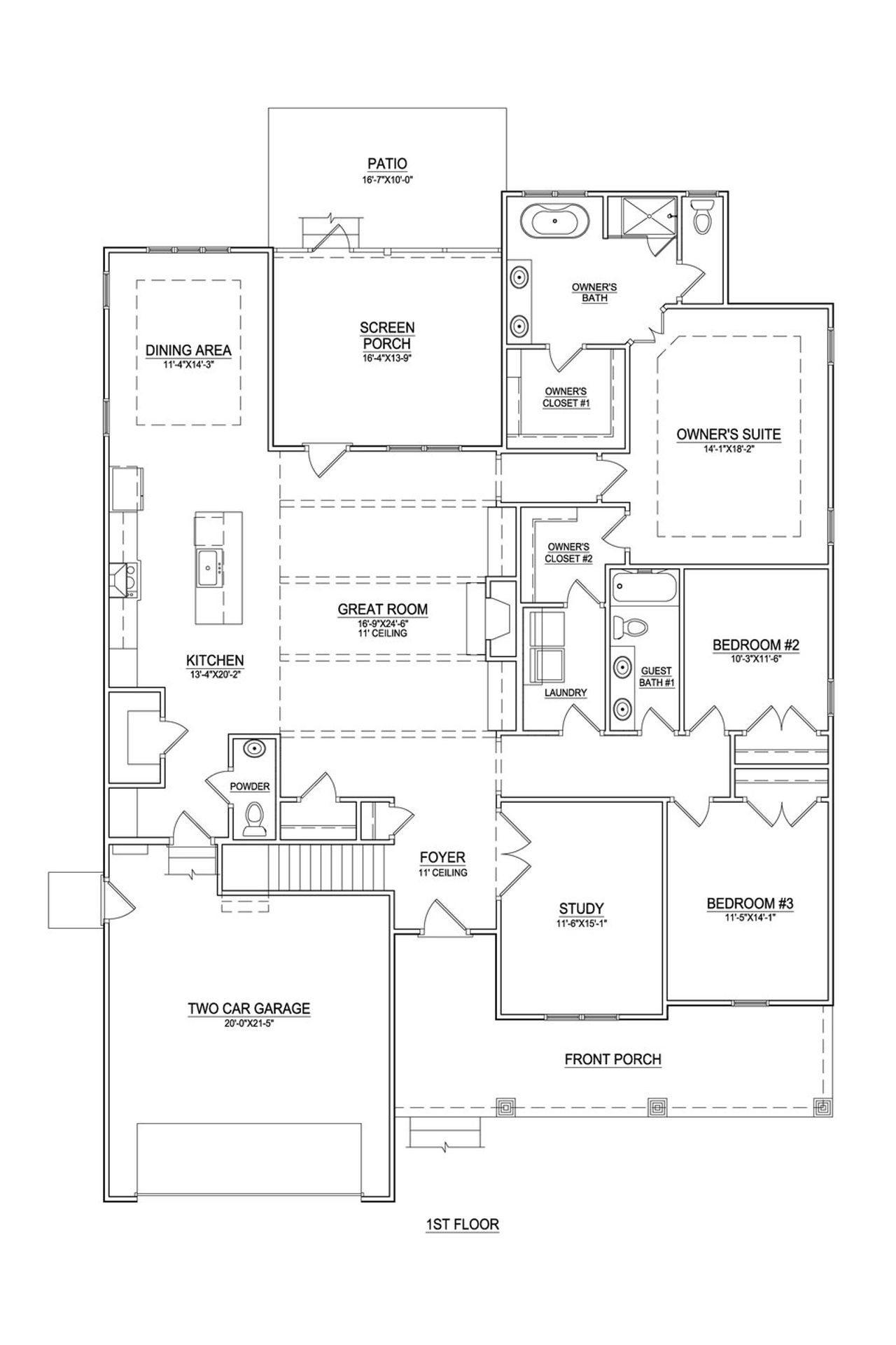 2D floor plan layout of this home in Laurel Oaks, Greenville, NC (Image 2).