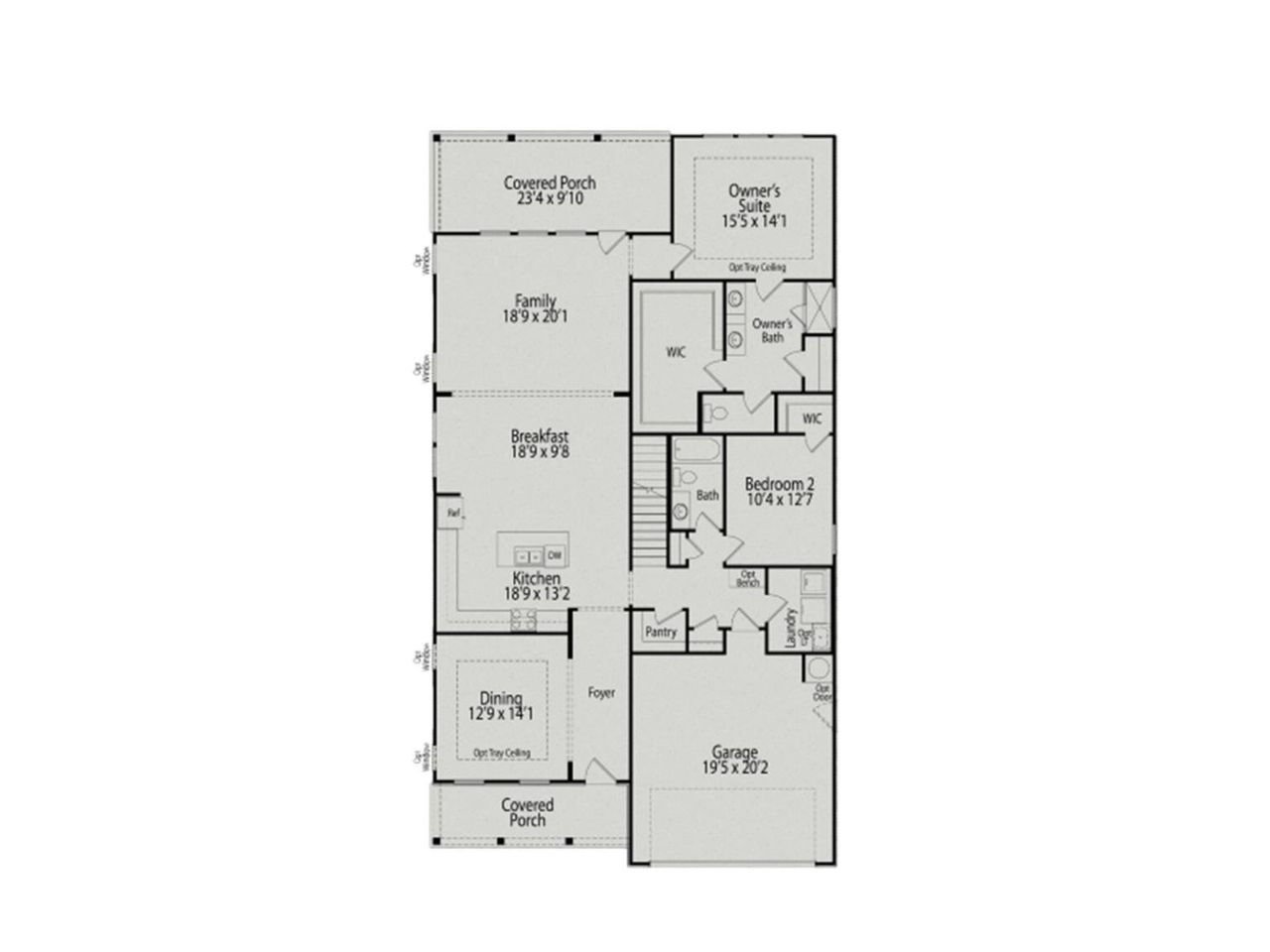 2D floor plan layout for the The Birch II E by Davidson Homes LLC in Sage on North Main, Wake Forest, NC (Image 2).