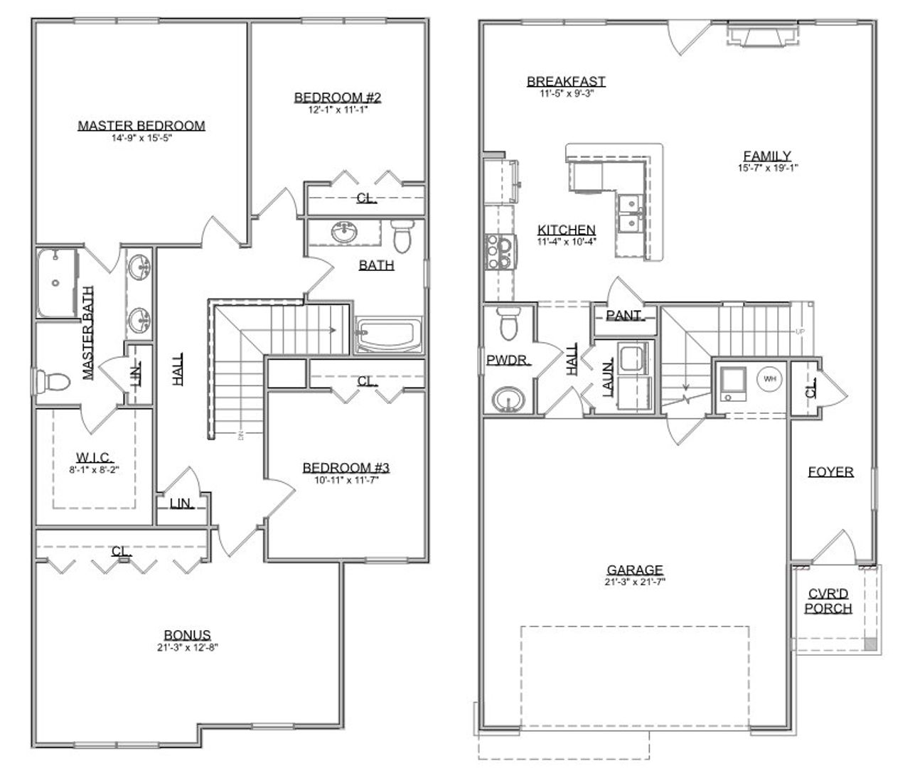 2D floor plan layout for the The Calloway by Smithbilt Homes in Honey Oaks, Corryton, TN (Image 2).