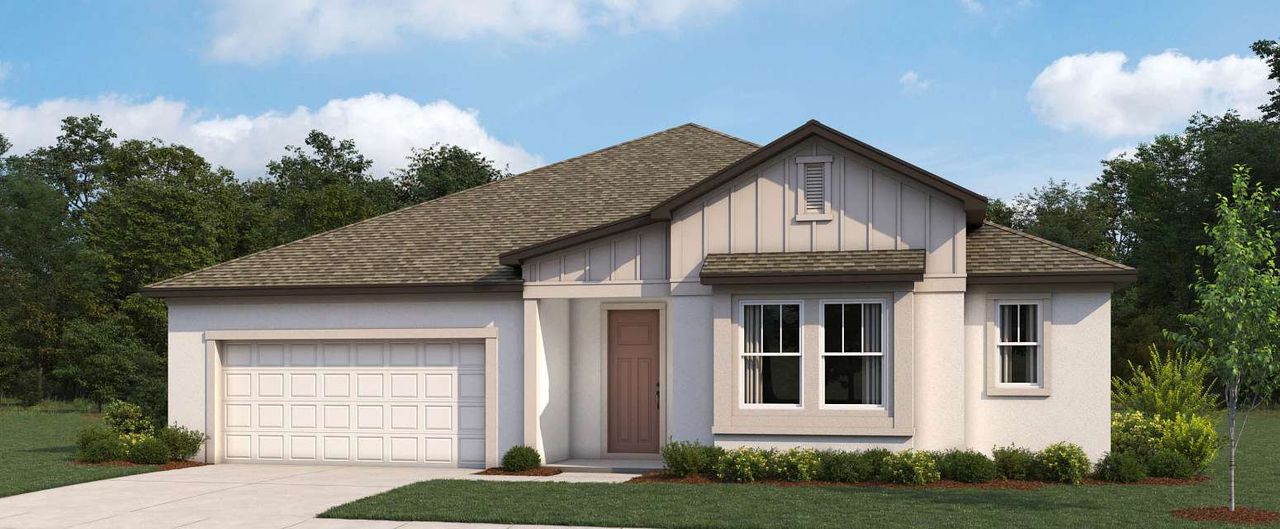 Representative exterior photo of a completed home built from the Siesta by Ashton Woods in Oakfield Trails, Parrish, FL (Image 2).