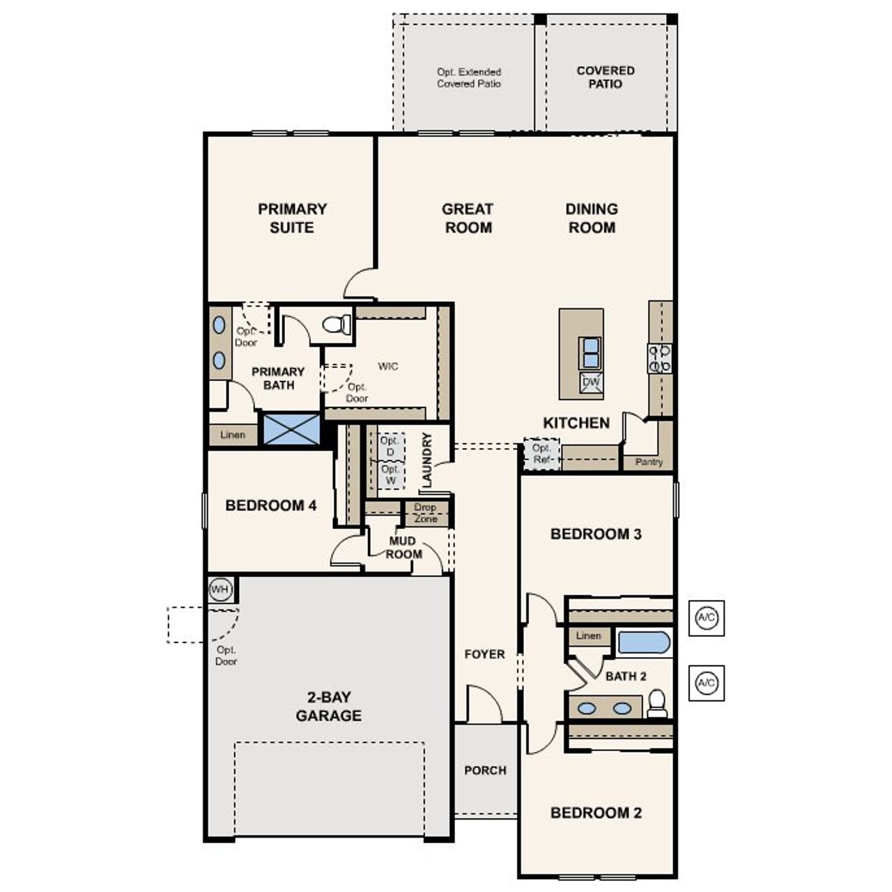 2D floor plan layout of this home in Rancho Vista, Surprise, AZ (Image 2).