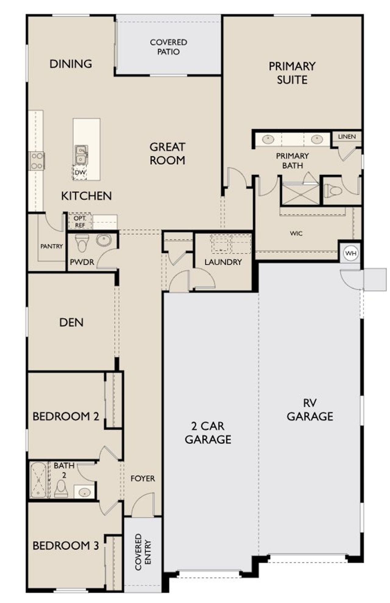 2D floor plan layout for the Ruby RV by Ashton Woods in Estrella Crossing, Laveen, AZ (Image 2).