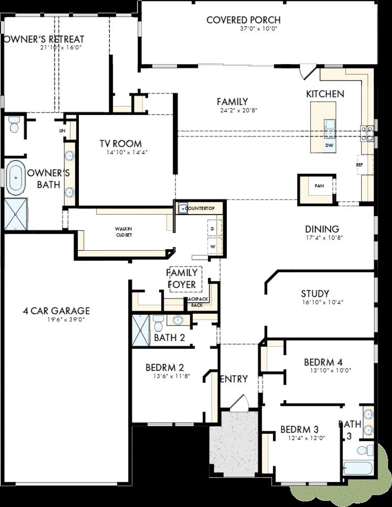2D floor plan layout of this home in The Woodlands Hills - Premier Collection, Willis, TX (Image 2).