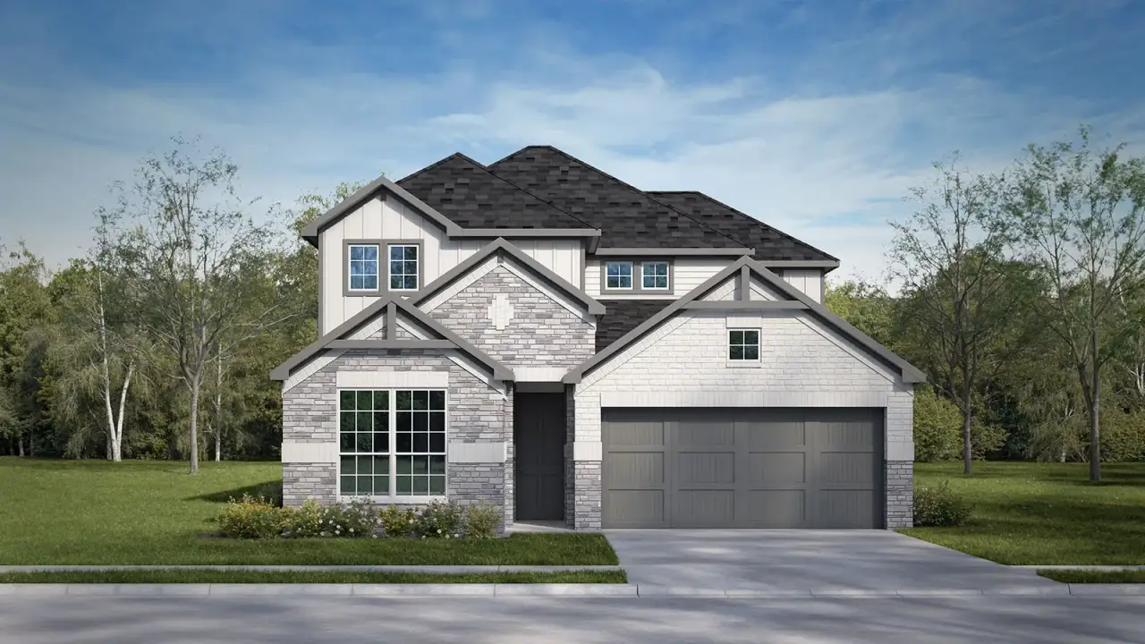 Representative exterior photo of a completed home built from the The Wilson II by D.R. Horton in Trails of Windcrest, Fredericksburg, TX (Image 2).