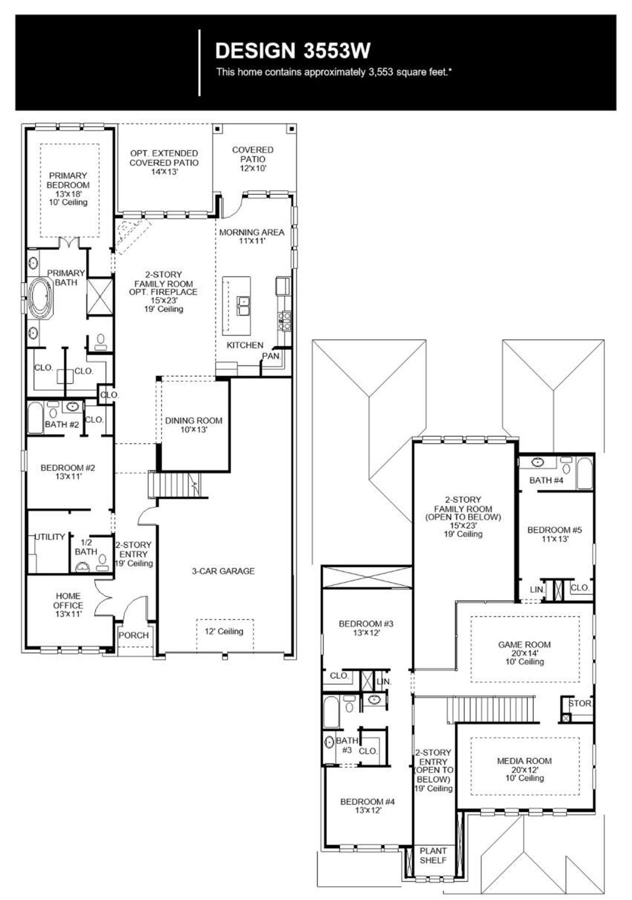 2D floor plan layout of this home in Lariat 50', Liberty Hill, TX (Image 2).